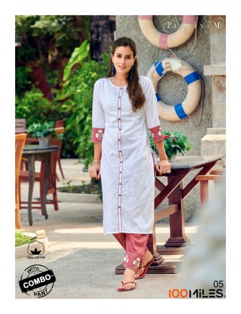 100 Miles Platinum Cotton Kurtis with pant wholesale price