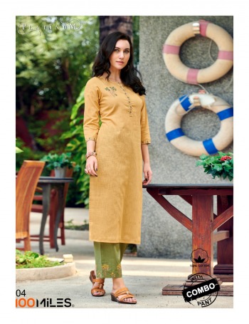 100 Miles Platinum Cotton Kurtis with pant wholesale price