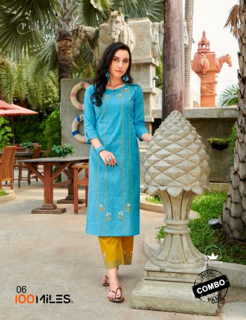 100 Miles Platinum Cotton Kurtis with pant wholesale price