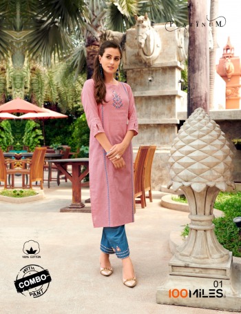 100 Miles Platinum Cotton Kurtis with pant wholesale price