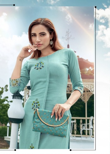 4 Colours Stylo Viscos Hand work Kurtis with pant catalog