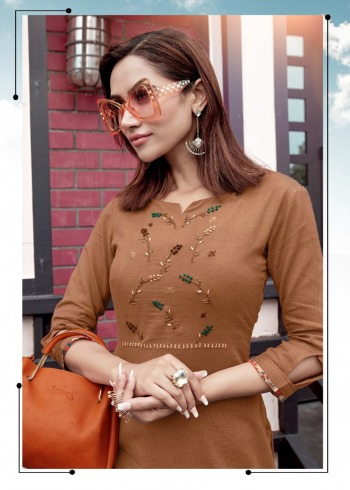 4 Colours Stylo Viscos Hand work Kurtis with pant catalog