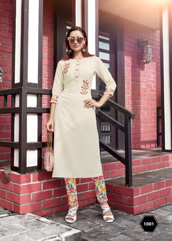 4 Colours Stylo Viscos Hand work Kurtis with pant catalog