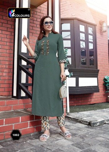 4 Colours Stylo Viscos Hand work Kurtis with pant catalog