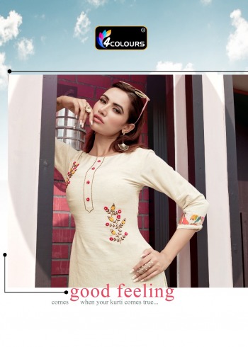 4 Colours Stylo Viscos Hand work Kurtis with pant catalog