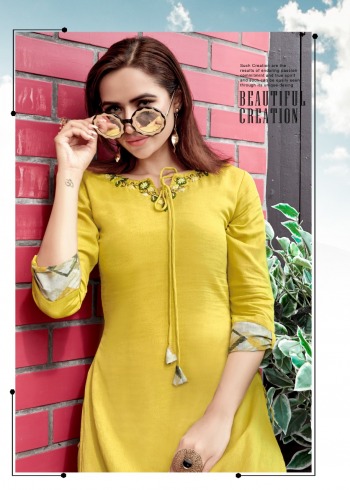 4 Colours Stylo Viscos Hand work Kurtis with pant catalog