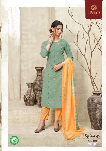 7 Pearl Splurge Cotton kurtis with pant and Dupatta