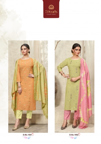 7 Pearl Splurge Cotton kurtis with pant and Dupatta