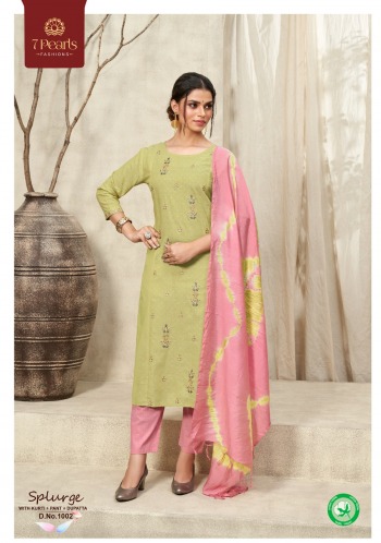 7 Pearl Splurge Cotton kurtis with pant and Dupatta