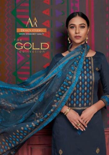 AAA Designer Studio Gold Satin Cotton Suits wholesale Price