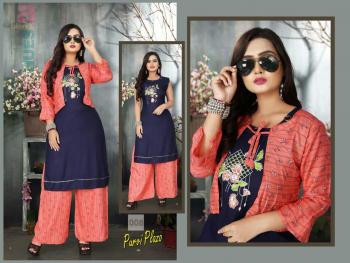 Aagya purvi Plazo Party wear rayon kurtis with palazzo wholesaler