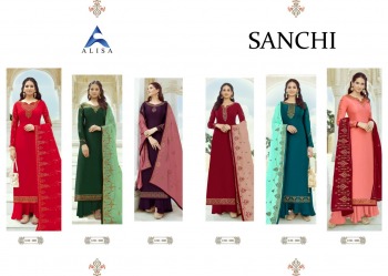 Alisa Sanchi Satin Georgette salwar kameez wholesaler