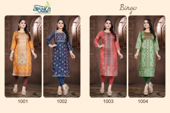 Alishka Fashion Bingo Tusser Silk kurtis wholesaler