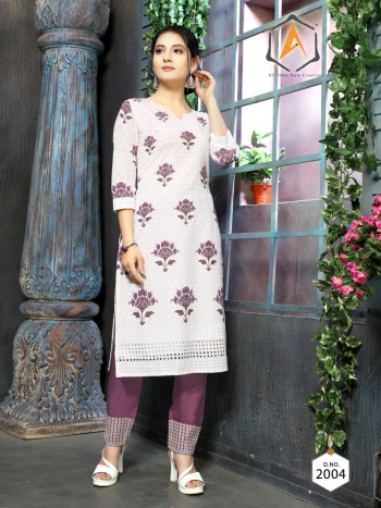 Apple Luckhnowi Chikan work kurtis with Pant catalog