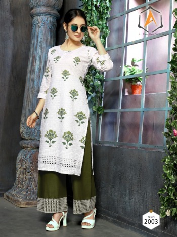 Apple Luckhnowi Chikan work kurtis with Pant catalog