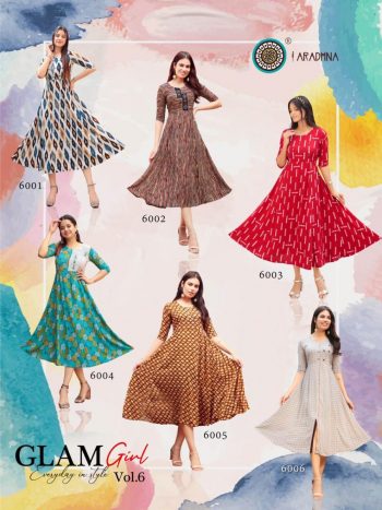 Aradhna Glam Girl vol 6 Rayon Long anarkali Kurtis wholesaler