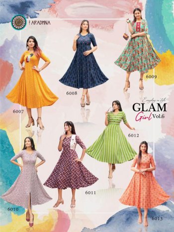 Aradhna Glam Girl vol 6 Rayon Long anarkali Kurtis wholesaler