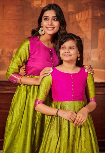 banwery Mother and Daughter Pattu Silk kurtis wholesaler