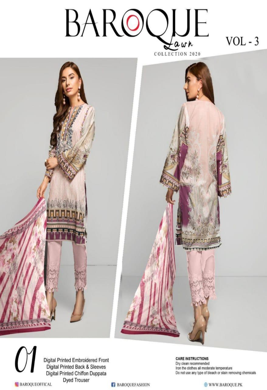 Catalog Fashion Mart » Baroque lawn vol 3 Lawn Cotton pakistani