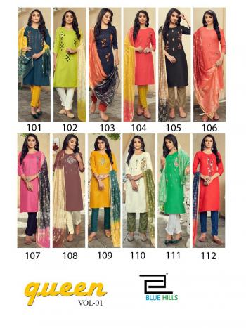 Blue Hills Queen vol 1 kurtis with pant and Dupatta catalog