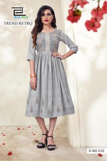 Blue Hills Trend Retro vol 3 Rayon Long Kurtis wholesaler