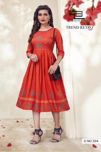 Blue Hills Trend Retro vol 3 Rayon Long Kurtis wholesaler