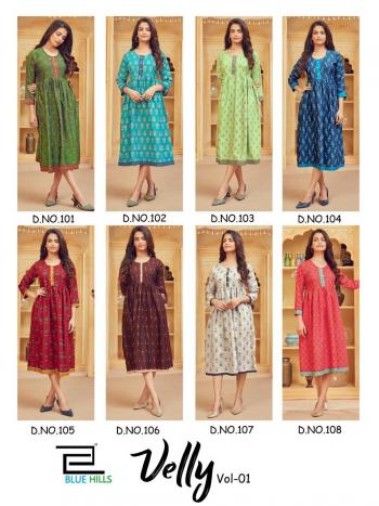 Blue Hills Velly vol 1 Rayon kurtis wholesaler