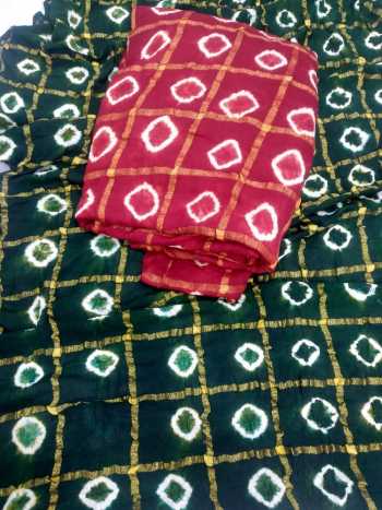 Cotton jacquard Chex bandhej Saree wholesale Price