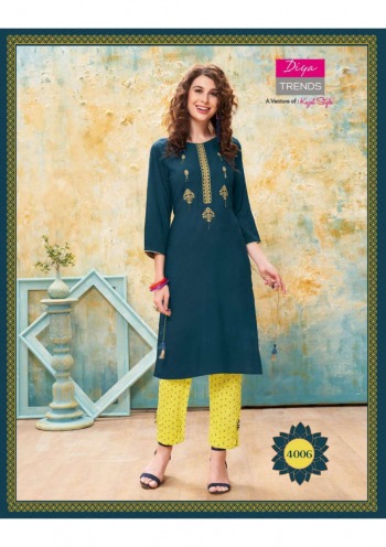 Diya Trendz Forever vol 4 kurtis with pant Wholesaler