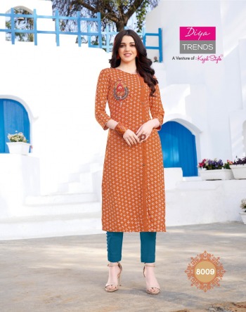 Diya trendz Garden city vol 8 Rayon casual kurtis wholesaler