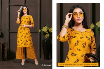 Fashion Talk Bandhani Rayon Kurtis with Palazzo catalog