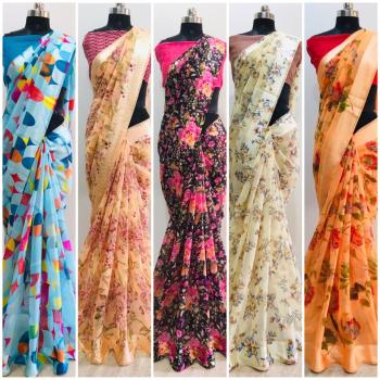 Flowery vol 3 Cotton Satin Patta Concept Saree wholesaler