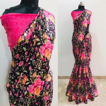 Flowery vol 3 Cotton Satin Patta Concept Saree wholesaler