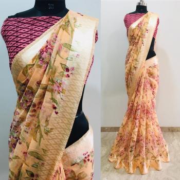 Flowery vol 3 Cotton Satin Patta Concept Saree wholesaler