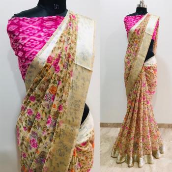 Flowery vol 3 Cotton Satin Patta Concept Saree wholesaler