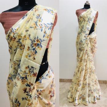 Flowery vol 3 Cotton Satin Patta Concept Saree wholesaler