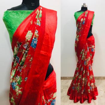 Flowery vol 3 Cotton Satin Patta Concept Saree wholesaler