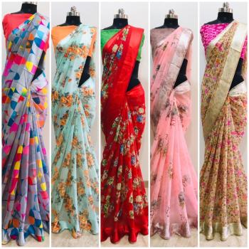 Flowery vol 3 Cotton Satin Patta Concept Saree wholesaler