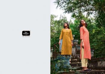 Four Button Ivory Cotton kurtis with pant catalog wholesaler