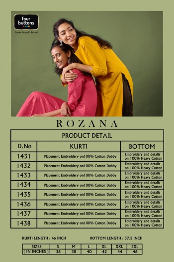 Four Button Rozana Kurtis with palazzo Wholesaler