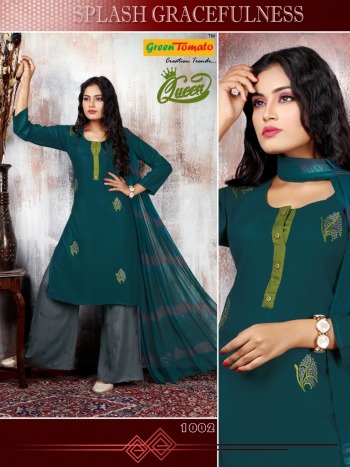 Green Tomato Queen Kurtis with Palazzo and Dupatta