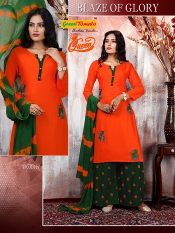 Green Tomato Queen Kurtis with Palazzo and Dupatta