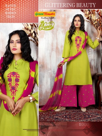 Green Tomato Queen Kurtis with Palazzo and Dupatta