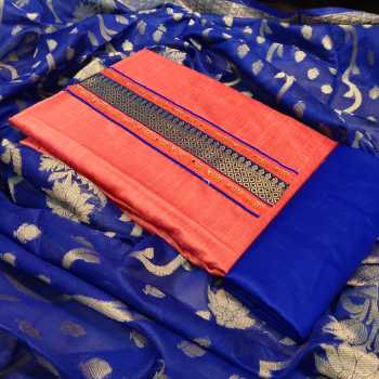 Heavy-Slub-Cotton-Dress-with-Banarasi-Dupatta-3