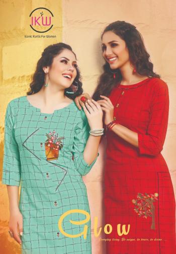 IKW Glow Rayon embroidered Kurtis wholesaler