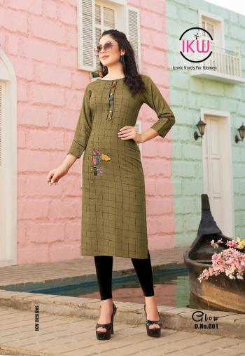 IKW Glow Rayon embroidered Kurtis wholesaler