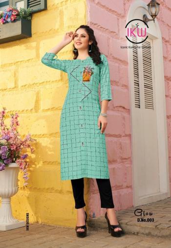 IKW Glow Rayon embroidered Kurtis wholesaler