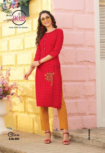 IKW Glow Rayon embroidered Kurtis wholesaler