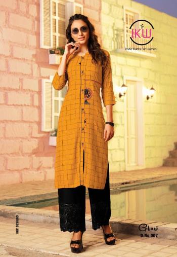 IKW Glow Rayon embroidered Kurtis wholesaler