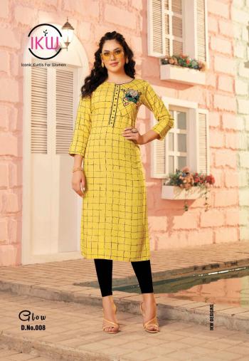 IKW Glow Rayon embroidered Kurtis wholesaler